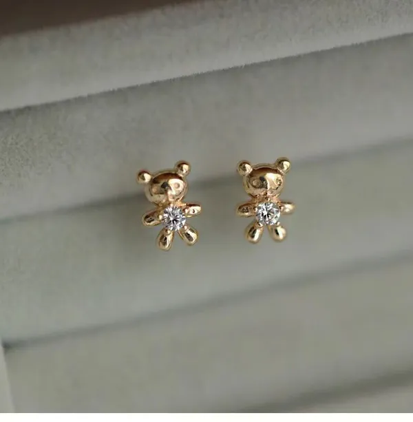 Gold_Mini_Bear_Stud_Earrings_For_Women